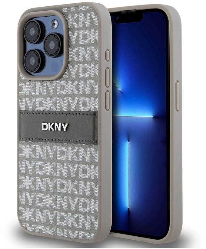 DKNY Textured Tonal Stripe Back Case - Geschikt voor Apple iPhone 14 Pro Max (6.7") - Beige