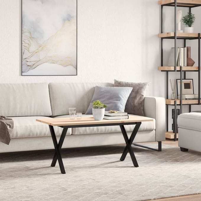 vidaXL - Salontafel - X-frame - 100x50x45 - cm - massief - grenenhout - en - staal