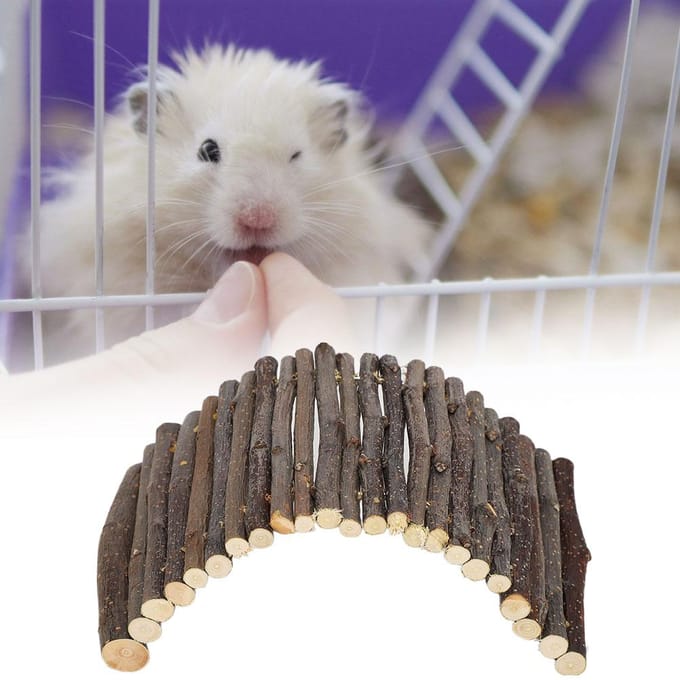 Pont en arc en bois pour hamster, échelle, lapin, petits animaux, cage pour animaux de compagnie, accessoires M Small black