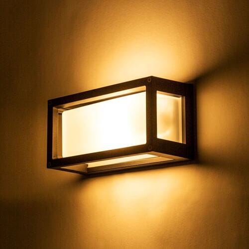KS Verlichting - wandlamp - Brick - zwart - E27 - vierkant - buitenlamp - modern - strak - aluminium - melkglas