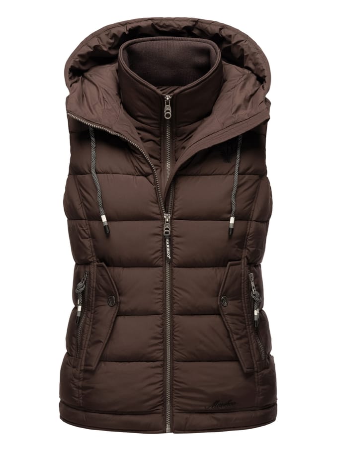 Marikoo dames gewatteerd vest – Taisaa, licht met capuchon & snackvak