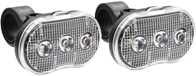 Benson Fietslamp - 2x - LED - wit - waterbestendig - 3 functies - incl. batterijen