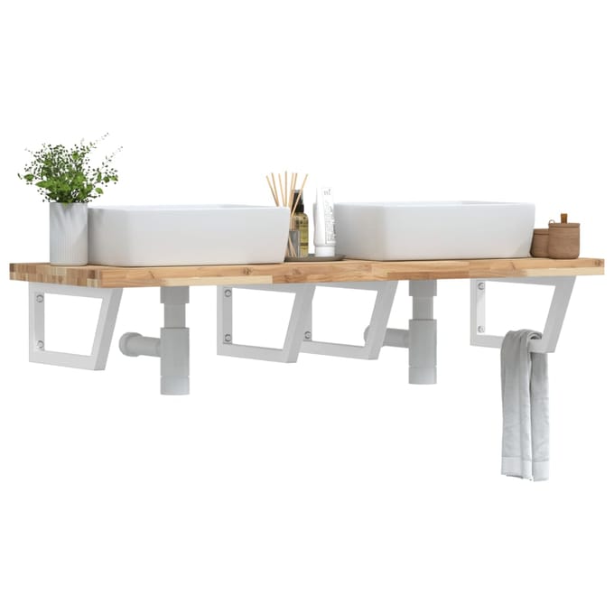 vidaXL - Badkamer - wandschap - staal - en - massief - acaciahout