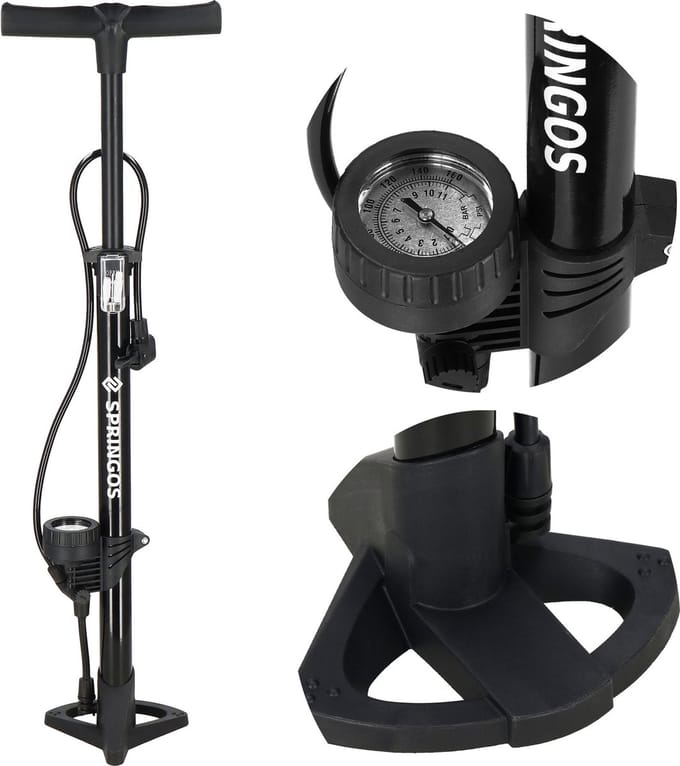 Springos Fietspomp - Fietspomp Met Drukmeter - Zwart