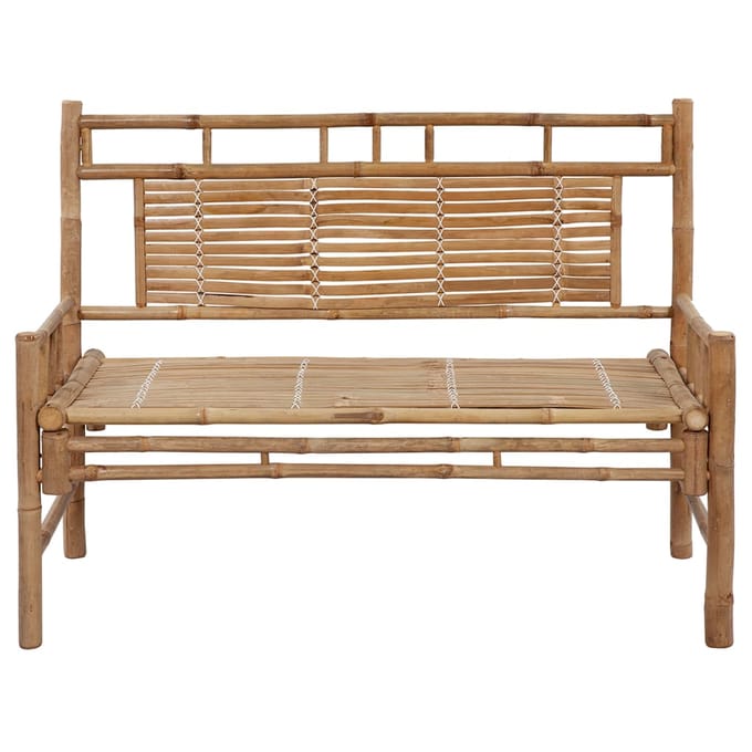 vidaXL - Tuinbank - met - kussen - 120 - cm - bamboe