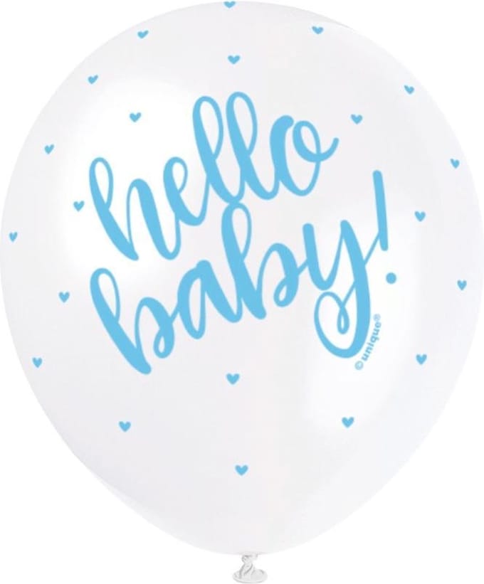 Geboorte Ballonnen Hello Baby Blauw 30cm 5st