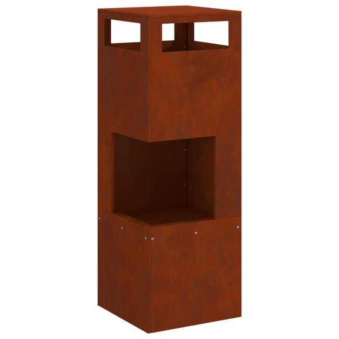 vidaXL - Vuurkom - Bruin - 35 - x - 35 - x - 100 - cm - weervast - staal