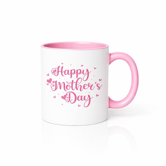 Liefdevolle Moederdag Mok - Roze Hartjes & Tekst - Keramisch Cadeau - Roze & Wit