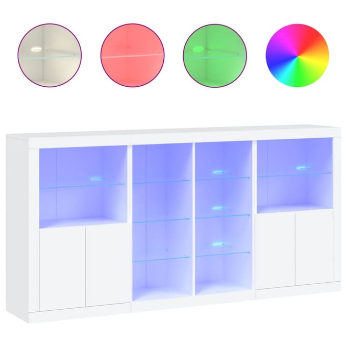 vidaXL - Dressoir - met - LED-verlichting - 202x37x100 - cm - wit