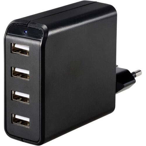 VOLTCRAFT UC-4AXX001 USB-oplader 24 W 4x USB-A Zwart Binnen