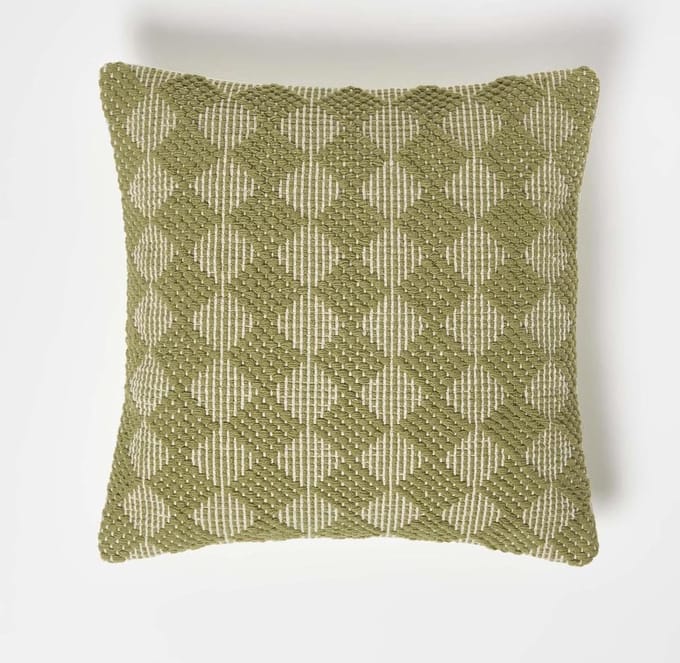 Homescapes sierkussen Lima met ruitpatroon - kussen groen 45 x 45 cm