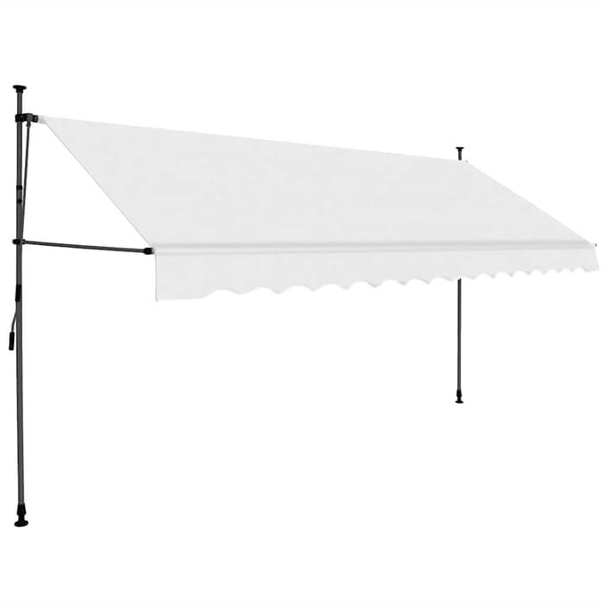 vidaXL - Luifel - handmatig - uitschuifbaar - met - LED - 400 - cm - crèmekleurig