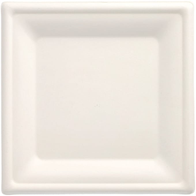1x 100 Borden van suikerriet pure hoekig 20 cm x 20 cm wit