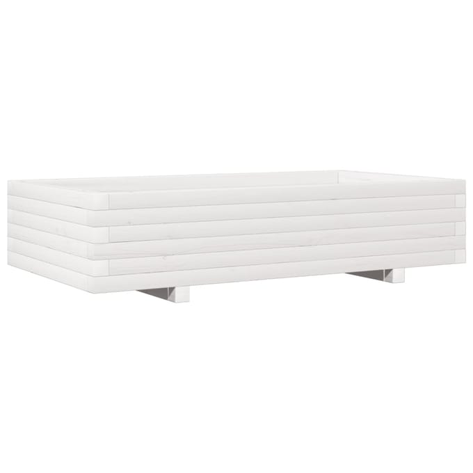 vidaXL - Plantenbak - 110x60x26,5 - cm - massief - grenenhout - wit