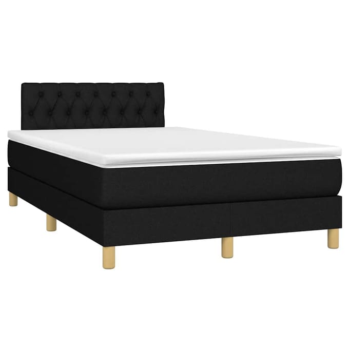 vidaXL - Boxspring - met - matras - en - LED - stof - zwart - 120x200 - cm