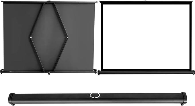 Projectiescherm - Oprolbaar Scherm - Thuisbioscoop - Zwart Schaduwdoek - 30-50 inch - Wit