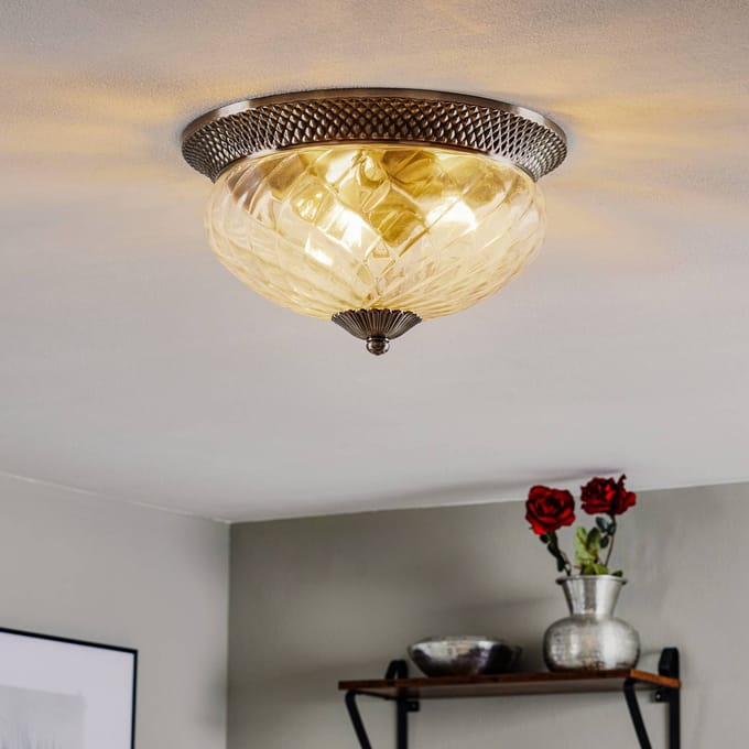 Hinkley LED Plafondlamp Plantation | 3X E27 Max 60W | Dimbaar | Polished Antique Nickel