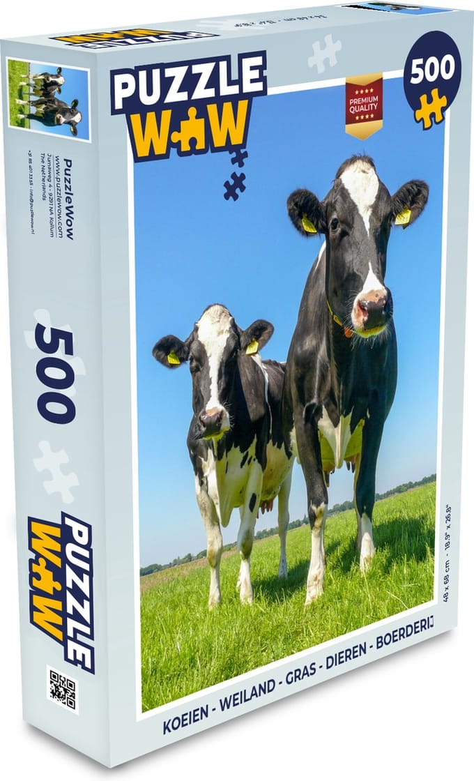 Puzzel Koeien - Weiland - Gras - Dieren - Boerderij - Legpuzzel - Puzzel 500 stukjes