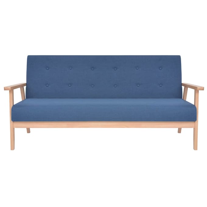 vidaXL - Bankstel - stof - blauw - 3-delig