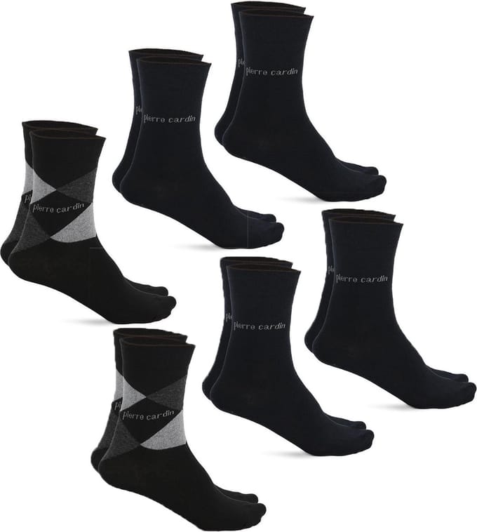 6 Paar heren sokken. Zwart design. Maat 39-42