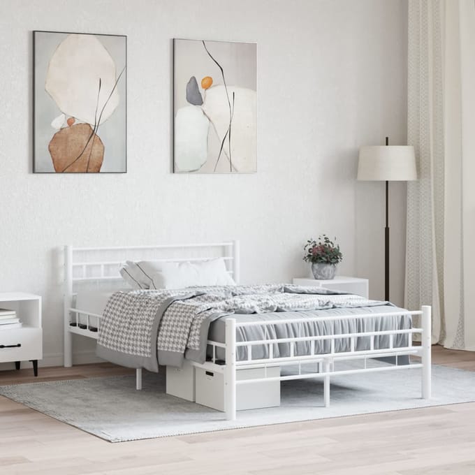 vidaXL - Bedframe - metaal - wit - 140x200 - cm