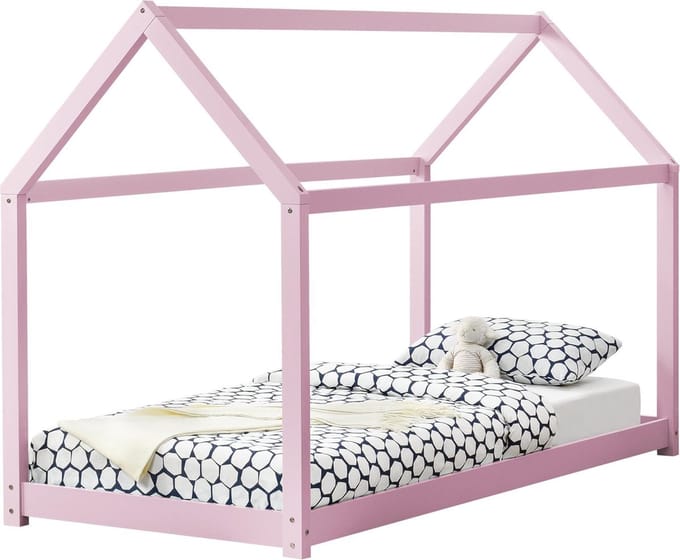 Kinderbed Netstal houten bed huisbed 90x200 cm roze