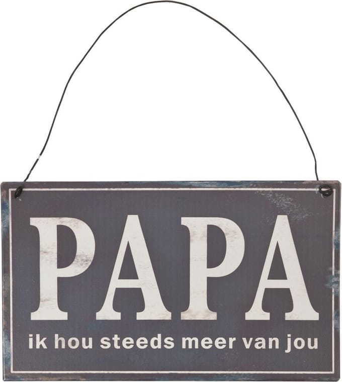 Clayre & Eef Tekstbord 17x10 cm Zwart Metaal Rechthoek Papa Wandbord