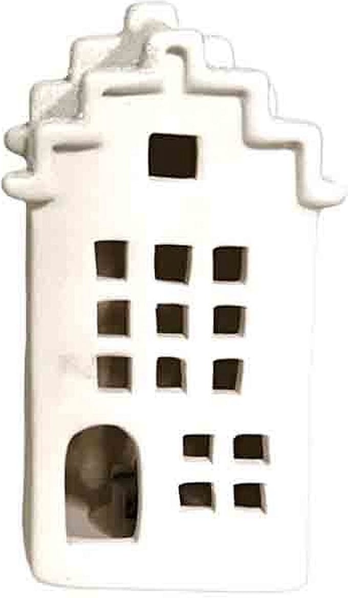 Kerst trapgevel huisje maat S - 13.5x8x6.5 cm