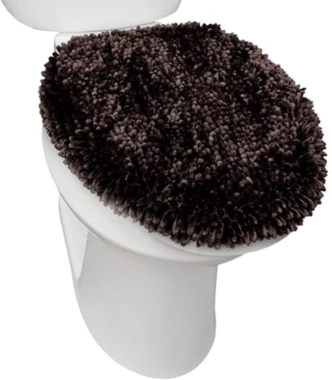 Luxe Pluche Chenille Shag Toilet Deksel Cover 18,5 "x19,5 cm Bruin
