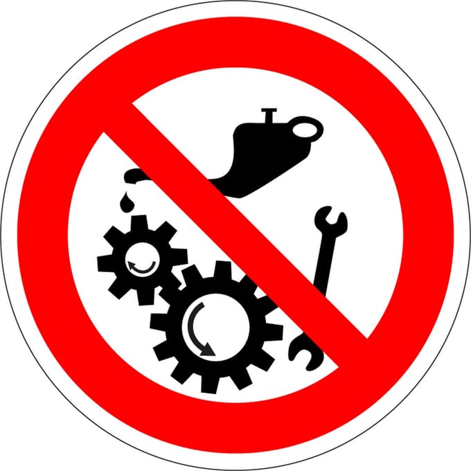Smeren of reinigen verboden als machine aanstaat sticker 200 mm