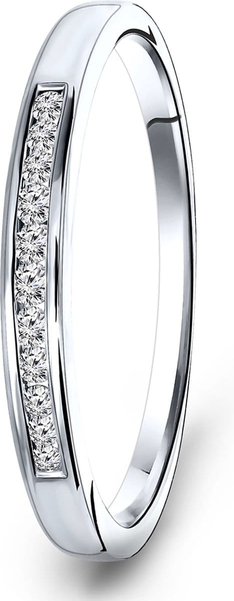 Miore Pure Ring Dames - 14 Karaat Witgoud - Met Diamanten - Handgemaakt - Maat 54