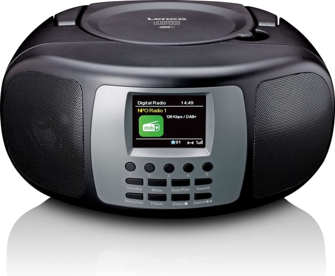 Lenco SCD-860BK - Portable DAB+/FM Radio with Bluetooth® CD Player and large LCD colour display - Black - DAB/DAB+/FM - Stereo