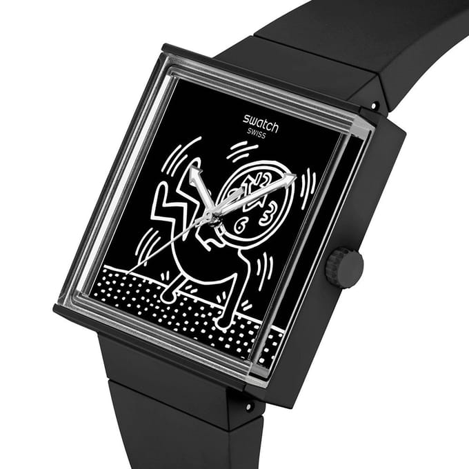 SWatch So34z103 Keith Haring Break Free Break Loose Public Urethaan Horloge SO34Z103 gray