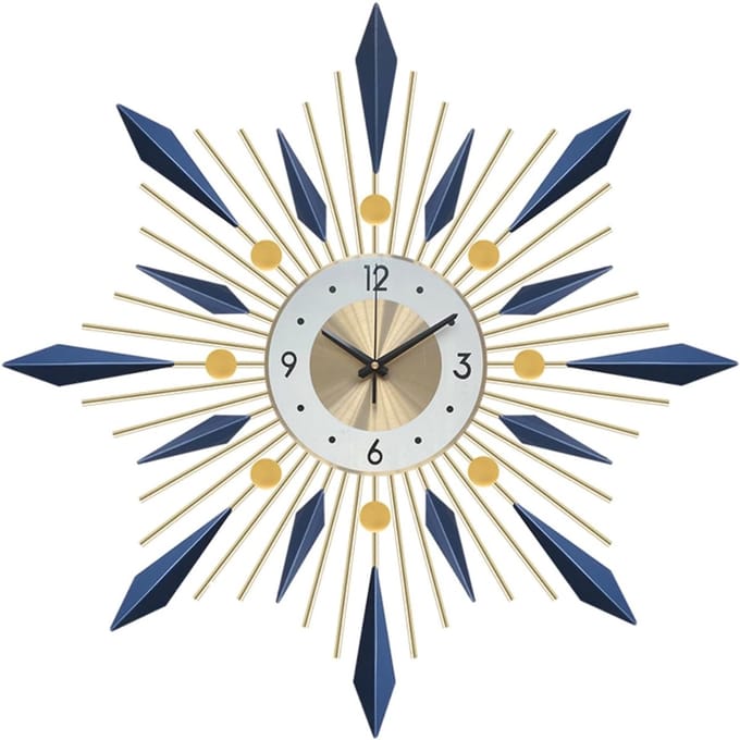 Klok - Wandklok Modern - Klokken - Industrieel - Wit en Blauw