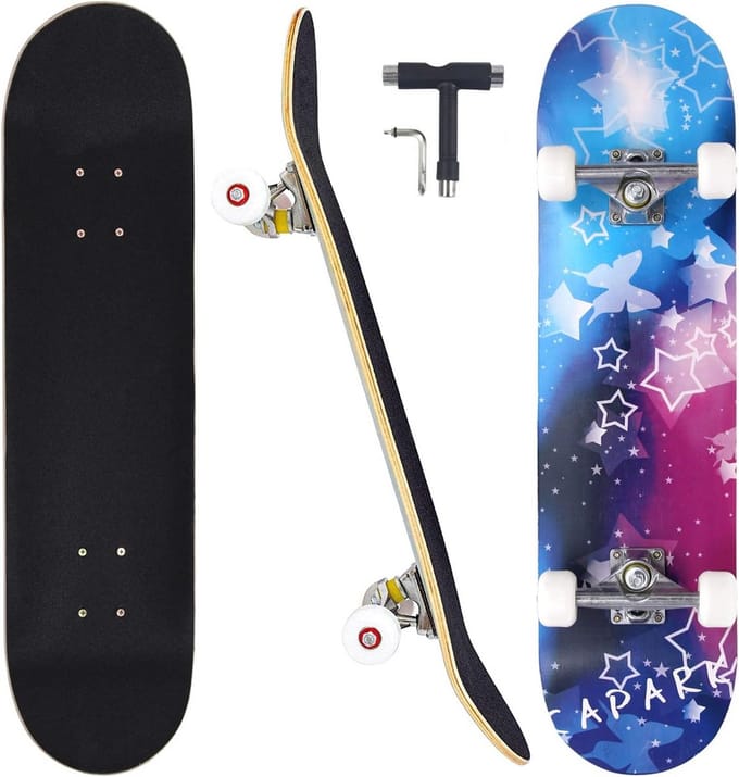 Compleet Skateboard - Longboard - Straat cruisen - Dubbele kick concave - 78 cm lang - Hemel blauw