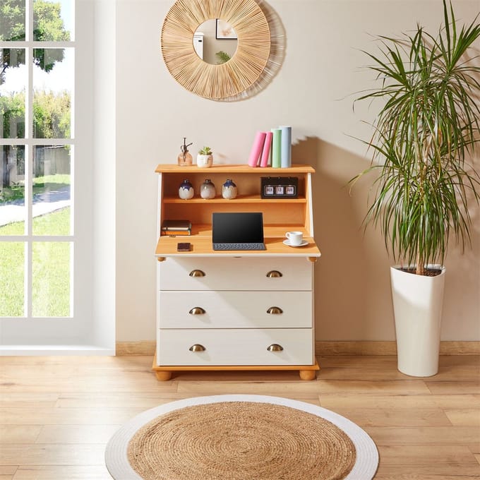 Bureau GOMES met lades - wit/bruin