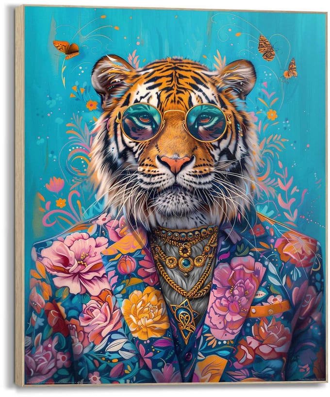 Schilderij Aangeklede tijger - 40 x 50 - Hout - REINDERS