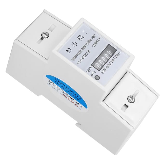 XTM35S 220V Digitaal 2P DIN-rail Elektriciteitsmeter Elektronische kWh-meter white