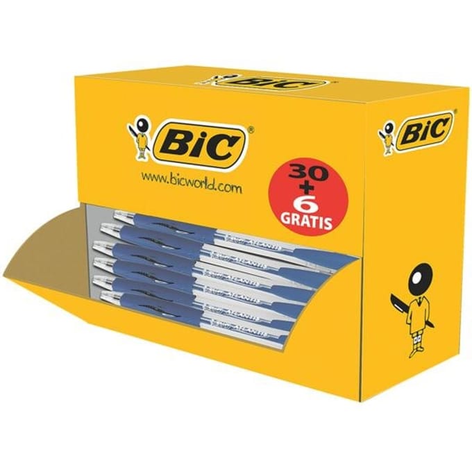 BIC Atlantis Balpen Classic Met comfortabele grip - medium punt (1.0 mm) - Blauw - Doos 30 + 6 gratis