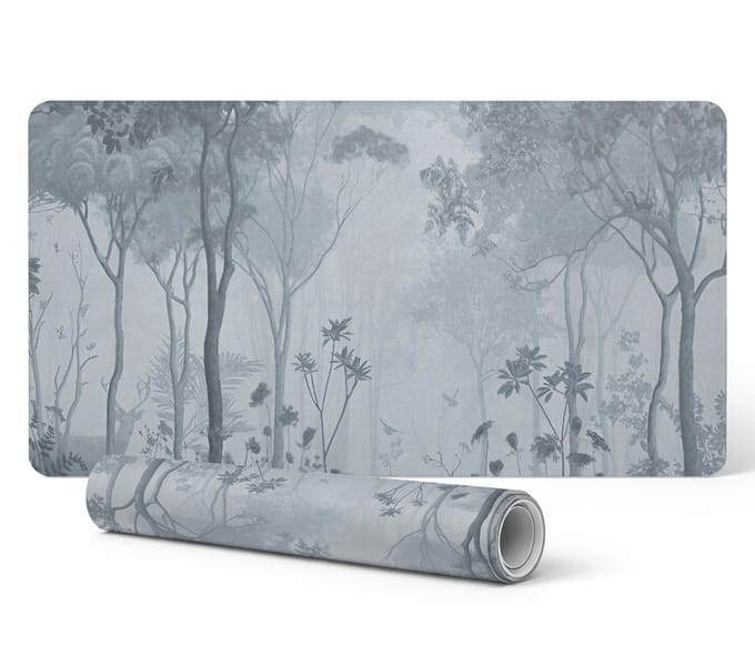 Beschermende bureauonderlegger met bosmistlandschap, 90x45 cm