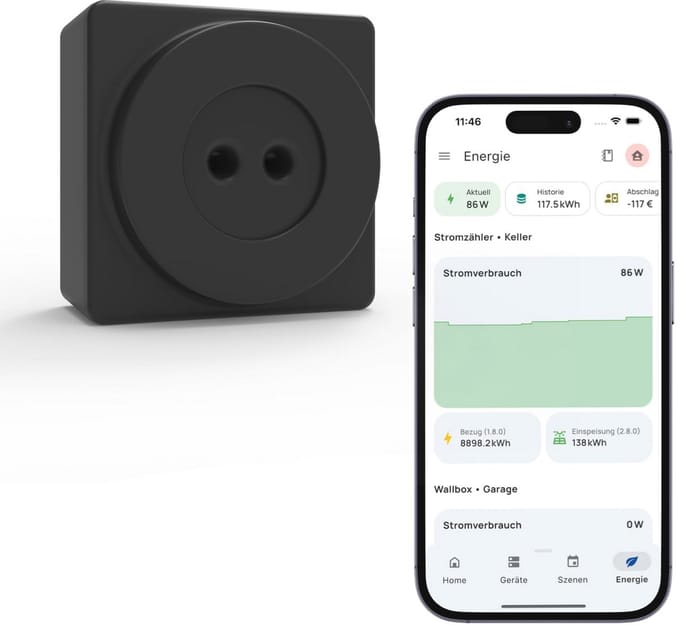 EcoTracker IR - elektriciteitsmeter EHZ uitlezen - leeskop smartmeter met app