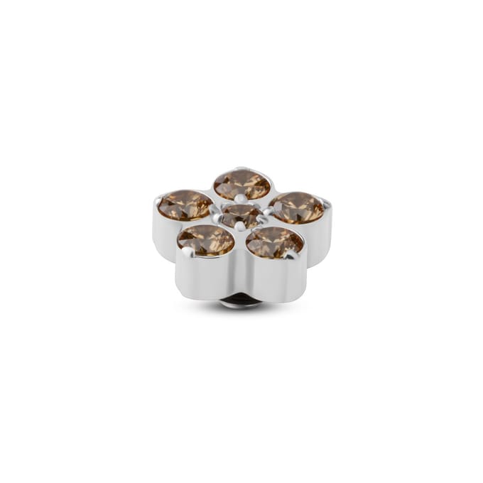 Melano Twisted Frozen Star CZ Steentje Champagne Zilver