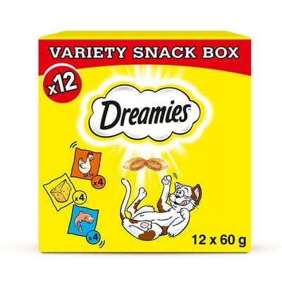 12x60g kattensnack mixbox (Kip, Kaas, Zalm) Dreamies Kattensnacks