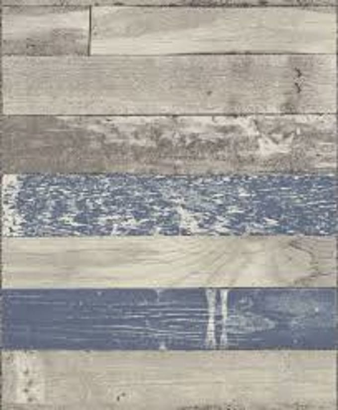 Blauw Hout behang dubbelbreed houtprint 940824