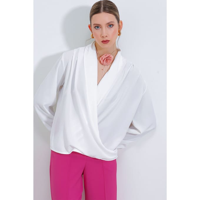 Sjaalkraag Losse Pasvorm Blouse