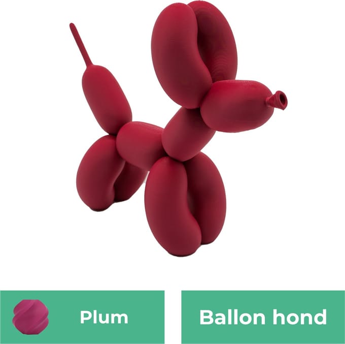 Ballon hond design beeld – Decoratief beeld - Plum - 3d geprint beeld – Moderne woondecoratie - 20CM