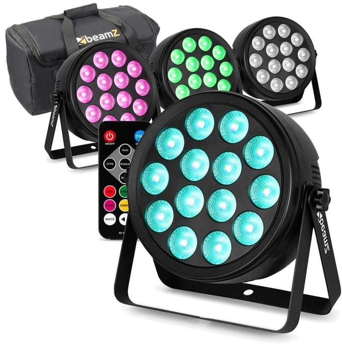BeamZ set van 4 BCC145 LED PAR in flightbag - PAR spot met 14x 4W LED’s - RGBW