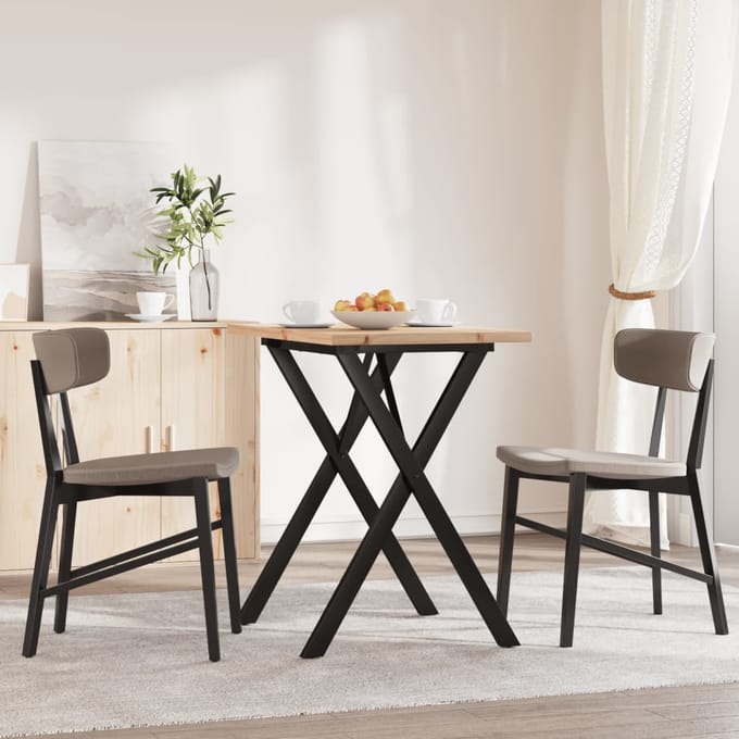 vidaXL - Eettafel - X-frame - 80x50x75,5 - cm - massief - grenenhout - en - staal