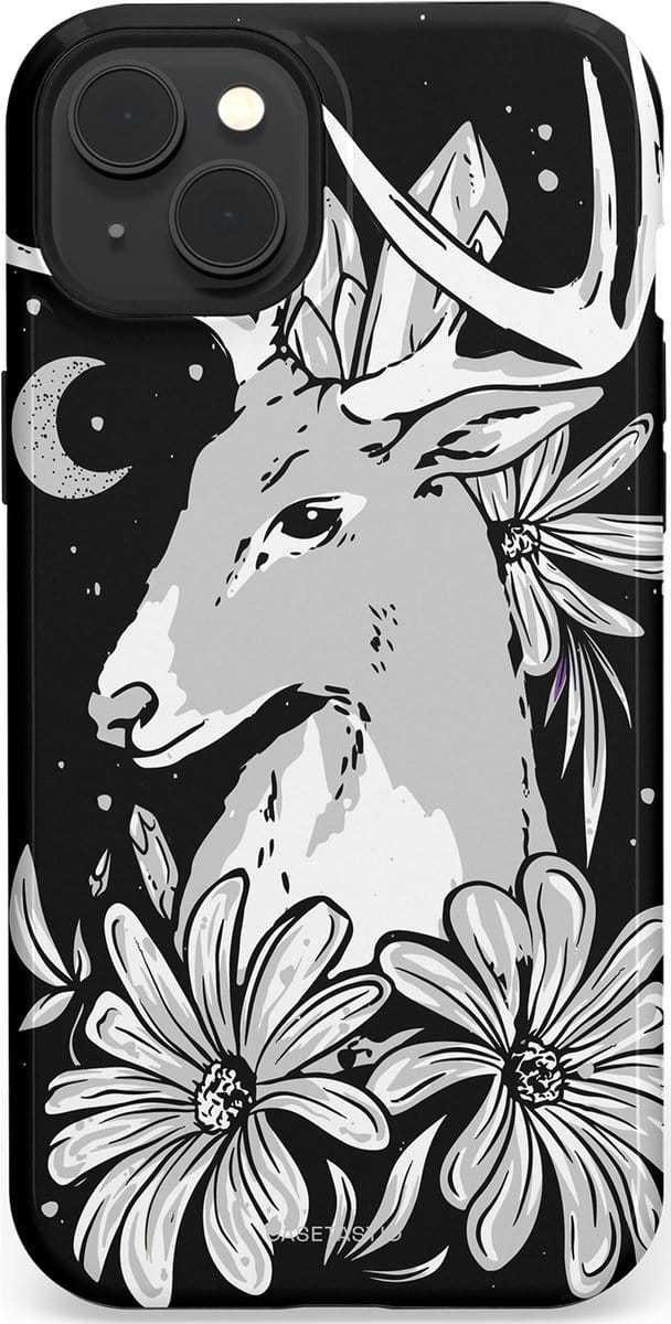 Casetastic hoesje geschikt voor Apple iPhone 15 Plus - MagSafe - Dubbellaagse bescherming - Lunagewei - Fashion Case - Zwart Lichtgrijs Wit