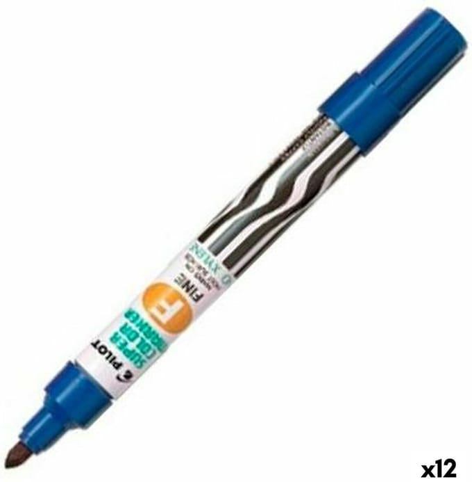 Permanente markeerstift Pilot Sca-F Blauw Herlaadbaar (12 Stuks)
